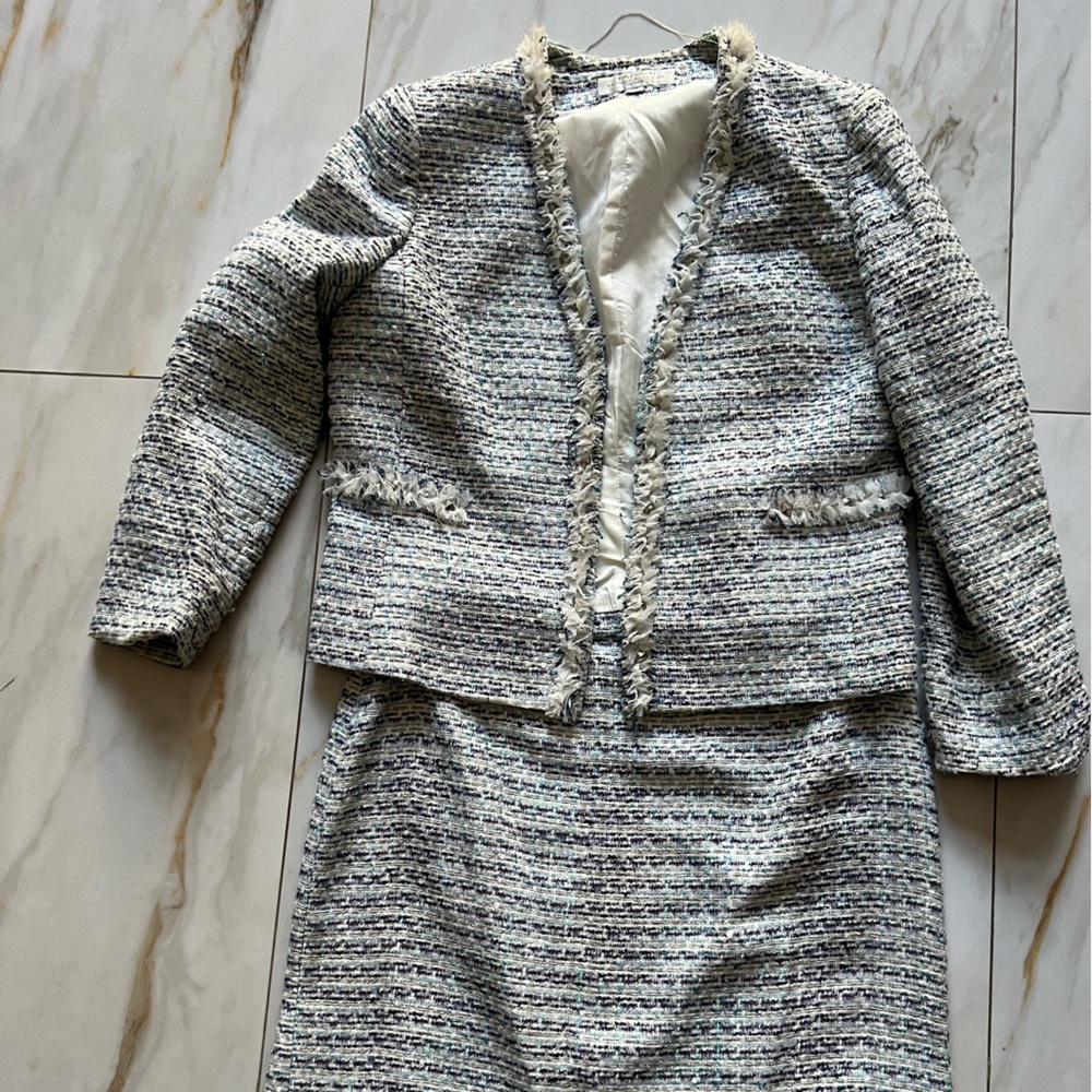 TAHARI LEVINE womens 14P 2 PC tweed look skirt set